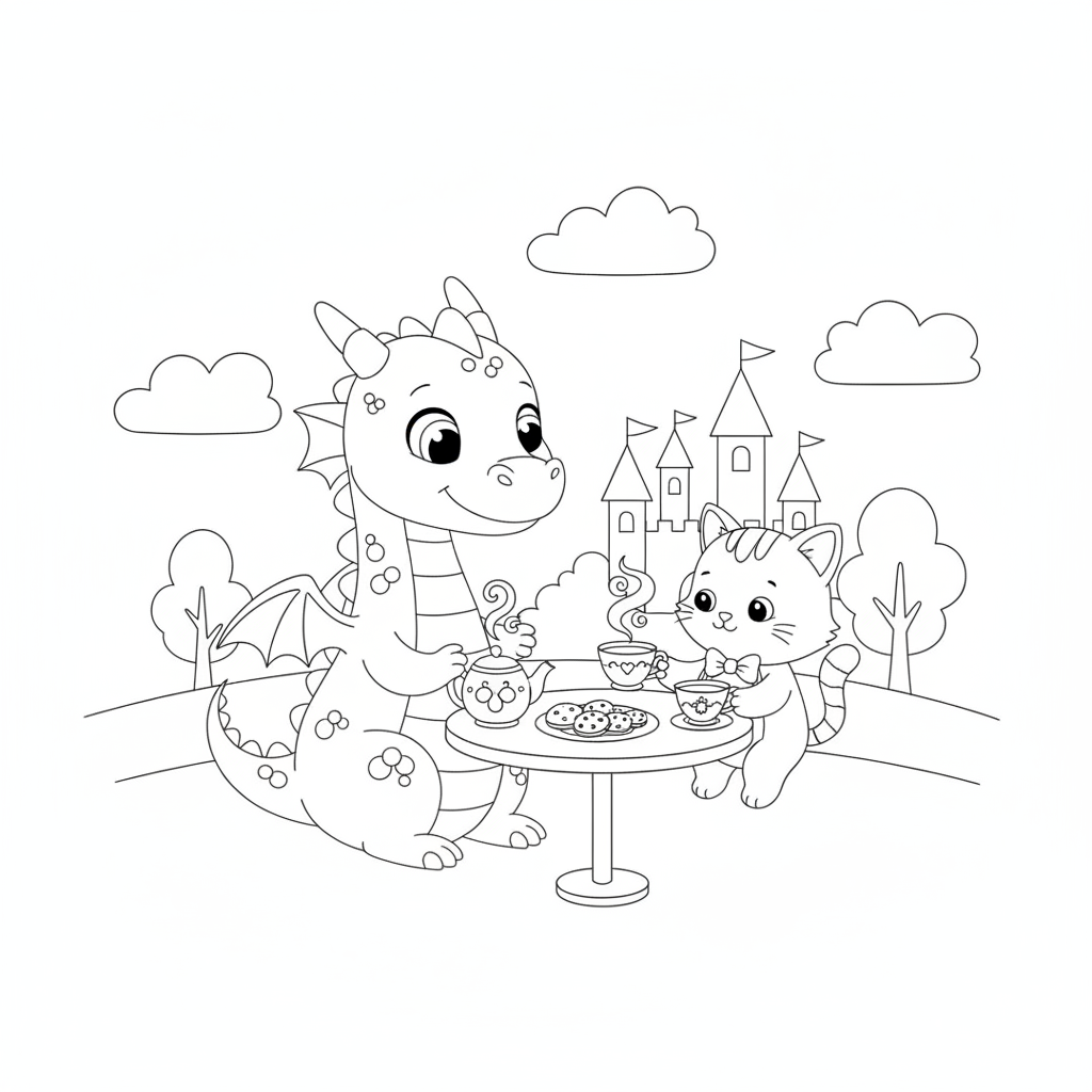 Drinking tea with my dragon friend